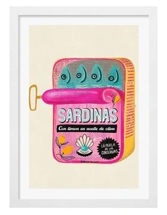 Sardines Tin Can Print Frame in White