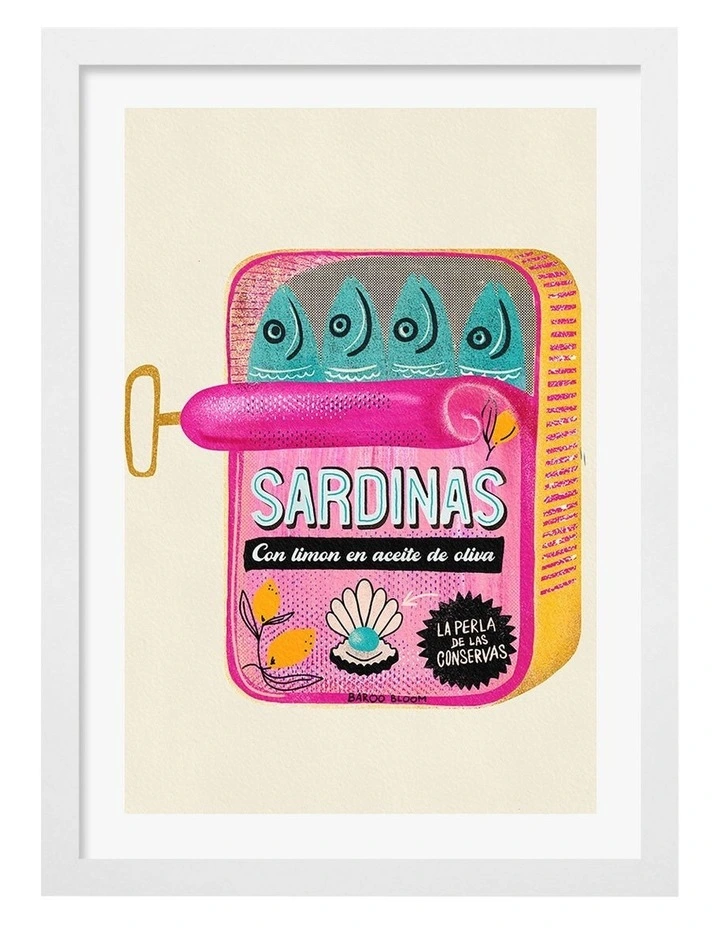 Sardines Tin Can Print Frame in White image 1