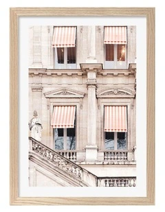 Striped Paris Awning Print Frame in Natural Oak