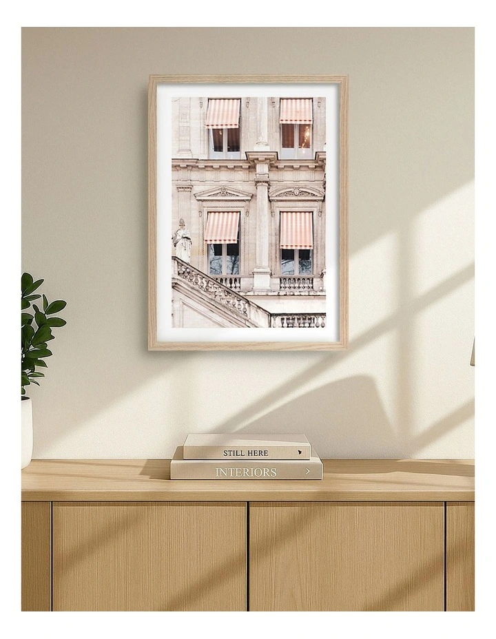 Striped Paris Awning Print Frame in Natural Oak image 2