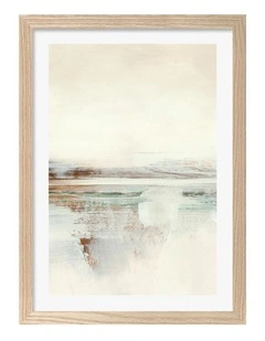 Sun Set No 2 Abstract Print Frame in Natural Oak