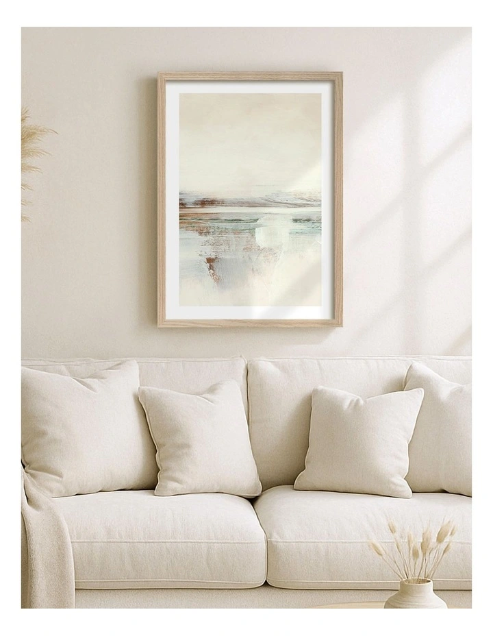 Sun Set No 2 Abstract Print Frame in Natural Oak image 2
