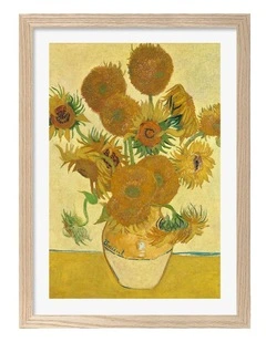 Van Gogh Sunflowers Print Frame in Natural Oak