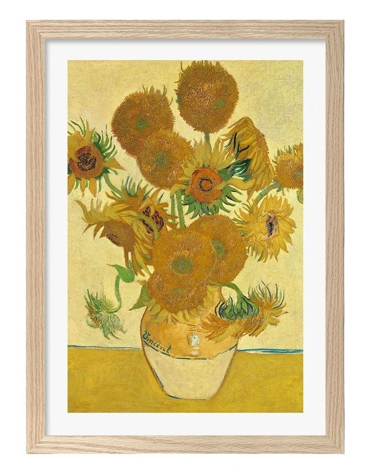 Van Gogh Sunflowers Print Frame in Natural Oak image 1