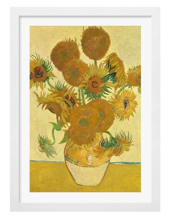 Van Gogh Sunflowers Print Frame in White image 1