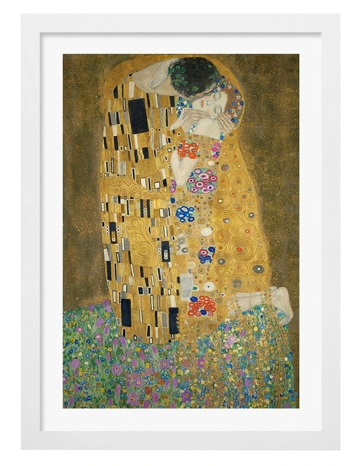 The Kiss Klimt Print Frame in White image 1
