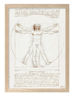 Vitruvian Man Print Frame in Natural Oak