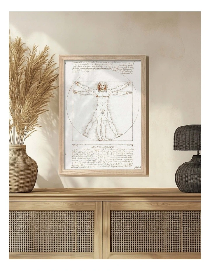 Vitruvian Man Print Frame in Natural Oak image 2