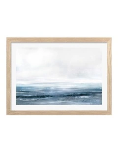 Water Abstract Print Frame in Natural Oak