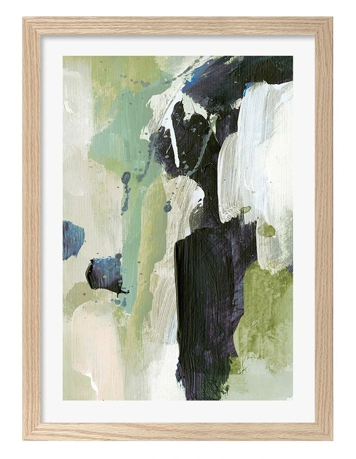 Abstract Print Waterfall Frame in Natural Oak image 1