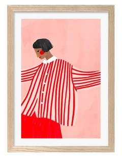 Stripes Printed Frame in Natural Oak