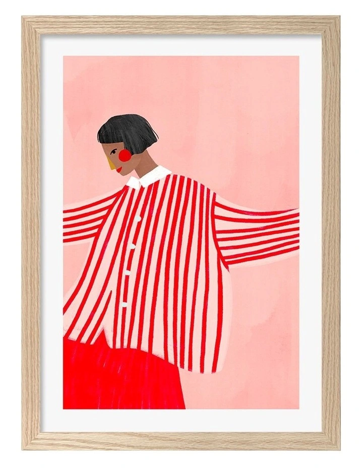 Stripes Printed Frame in Natural Oak image 1