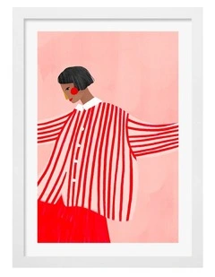 Stripes Print Frame in White