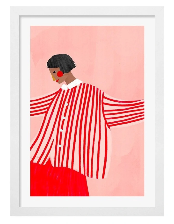 Stripes Print Frame in White image 1