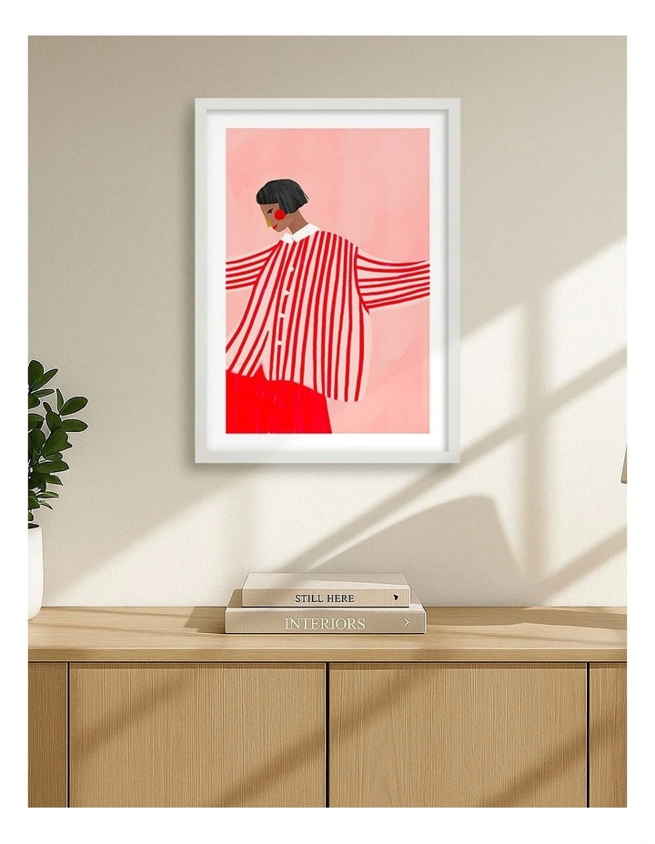 Stripes Print Frame in White image 2