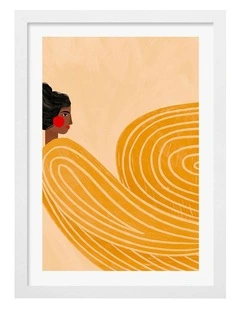 Woman In Stripes Print Frame in White