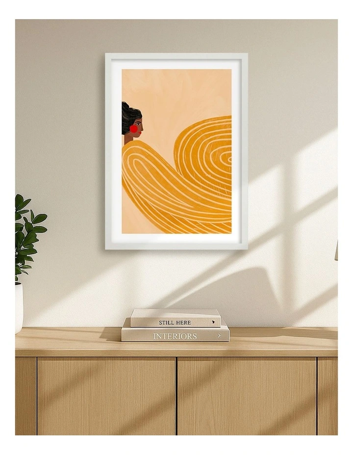 Woman In Stripes Print Frame in White image 2