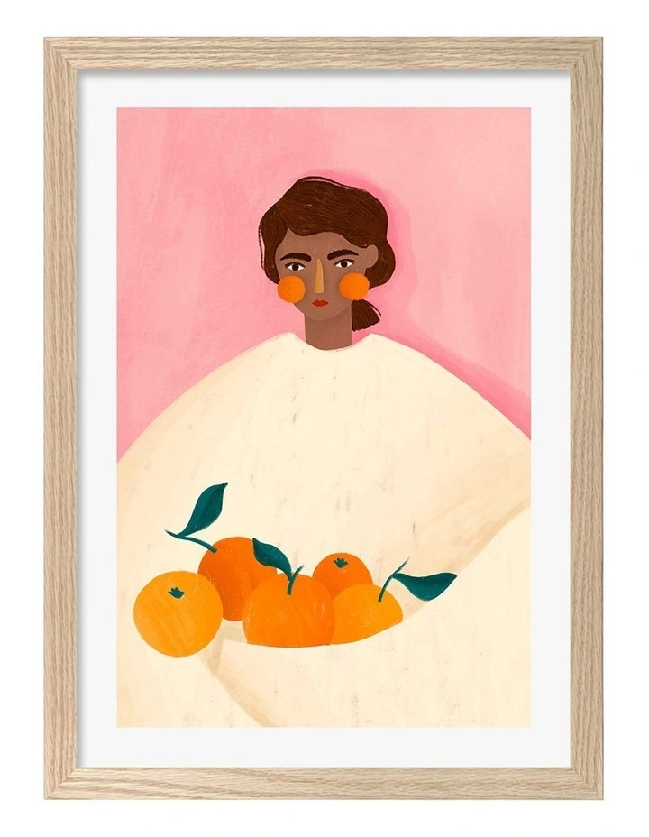 Oranges Print Frame in Natural Oak image 1