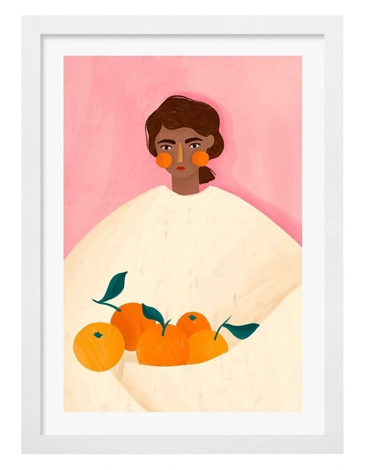 Oranges Print Frame in White image 1