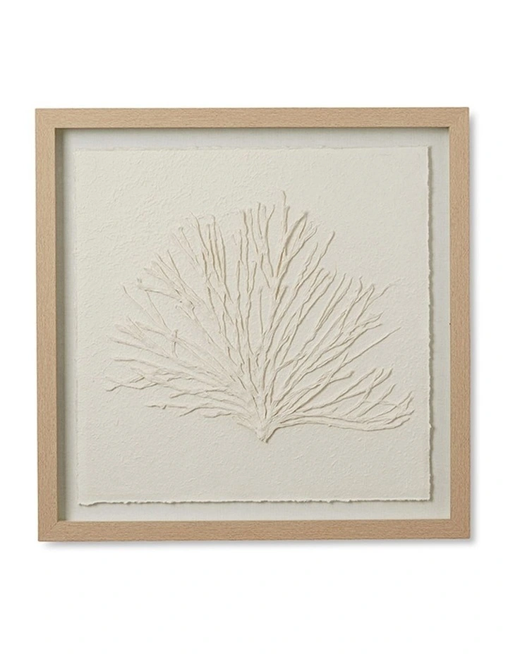 Coral Paper Mache Artwork 60x60x4 in Cream image 1