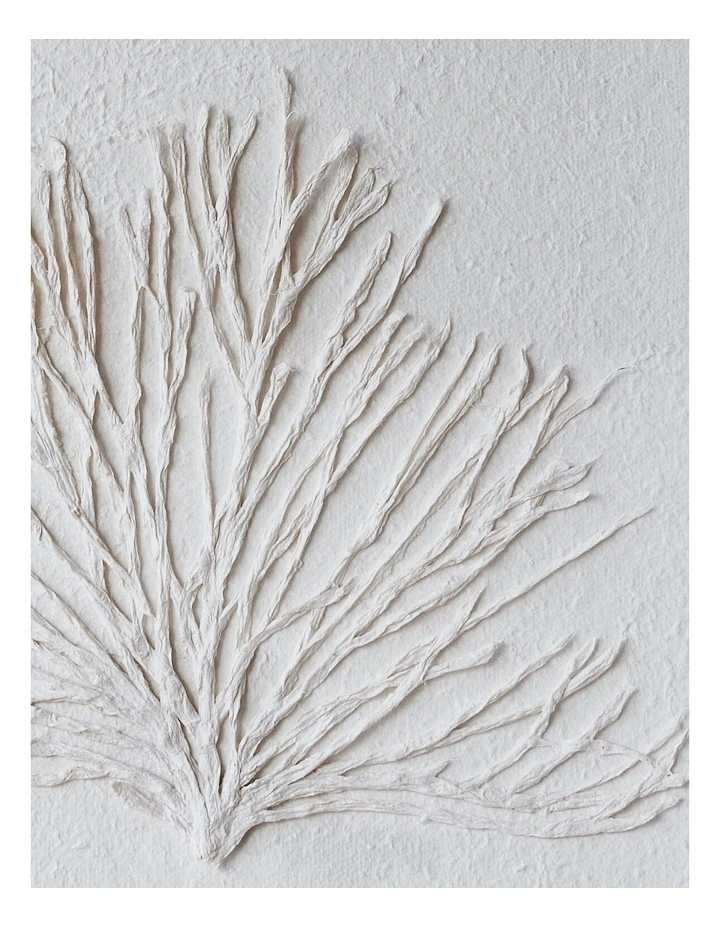 Coral Paper Mache Artwork 60x60x4 in Cream image 2