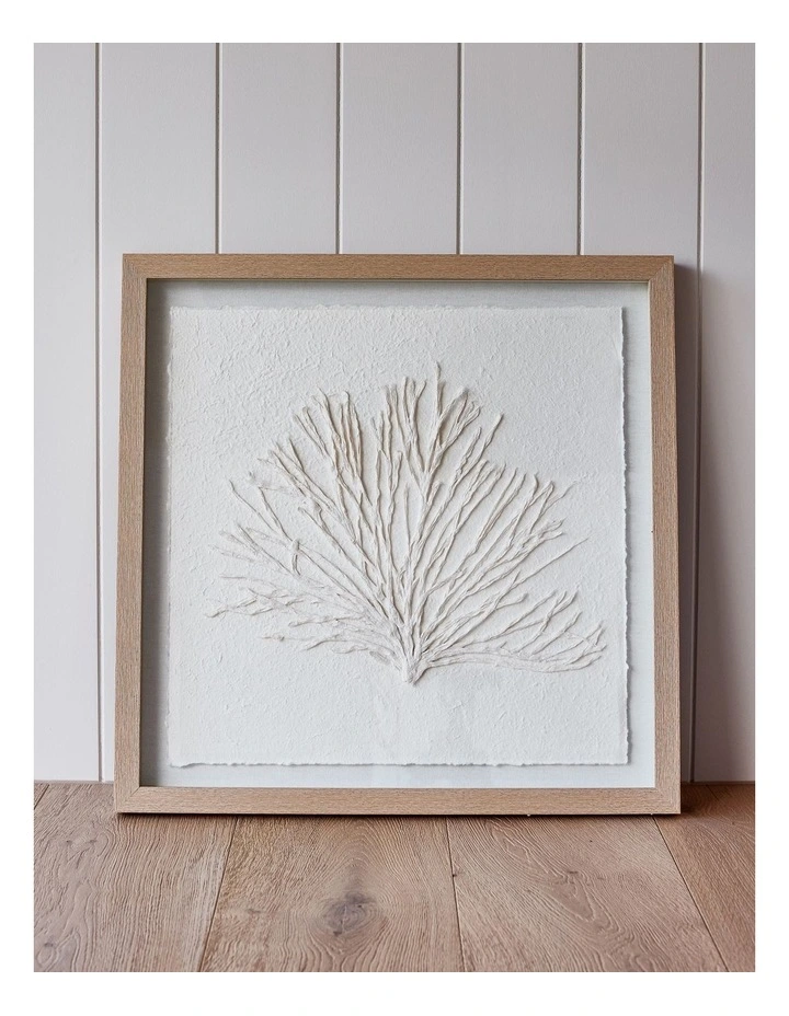 Coral Paper Mache Artwork 60x60x4 in Cream image 3