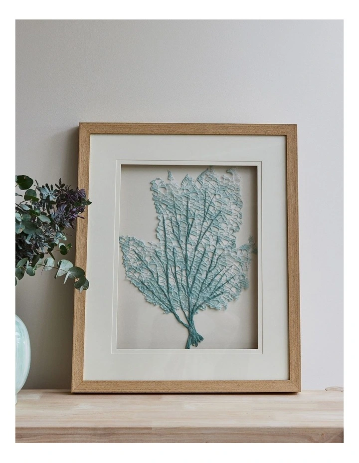 Coral Aqua Artwork 50x60x4cm in Blue image 4