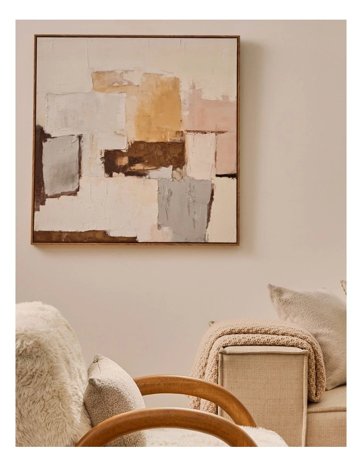 Square Canvas Artwork 90X90X4.5cm in Jarah Warm Neutral image 3