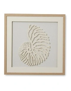 Shell Paper Mache Artwork 60x60x3cm in Cream