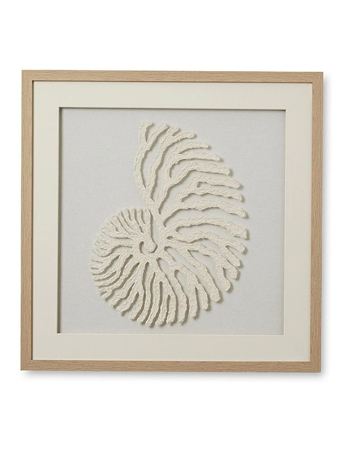 Shell Paper Mache Artwork 60x60x3cm in Cream image 1