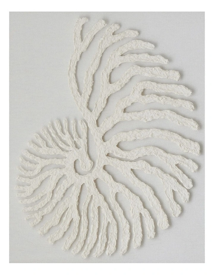 Shell Paper Mache Artwork 60x60x3cm in Cream image 2