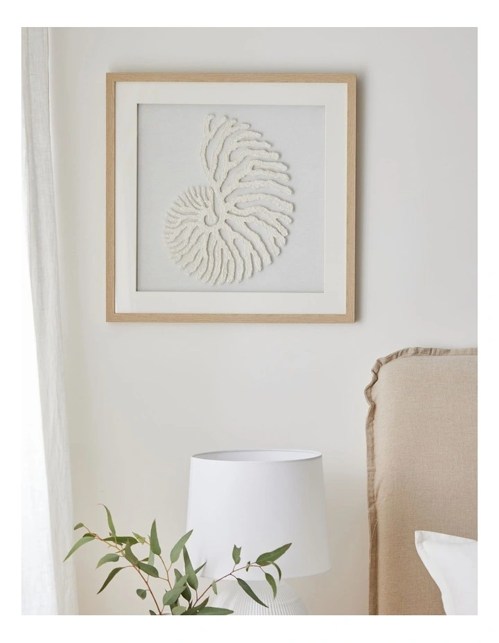 Shell Paper Mache Artwork 60x60x3cm in Cream image 3