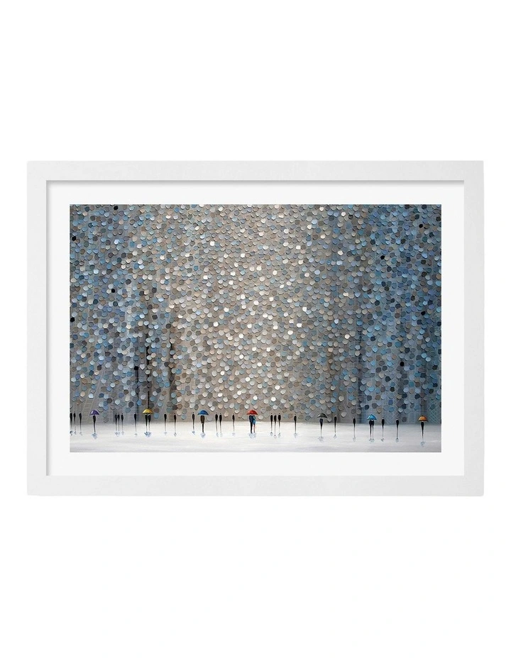 Australian Made Infinity Rain Art Print in White Frame image 1
