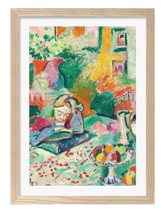 Australian Made Interior Girl Art Print in Natural Frame