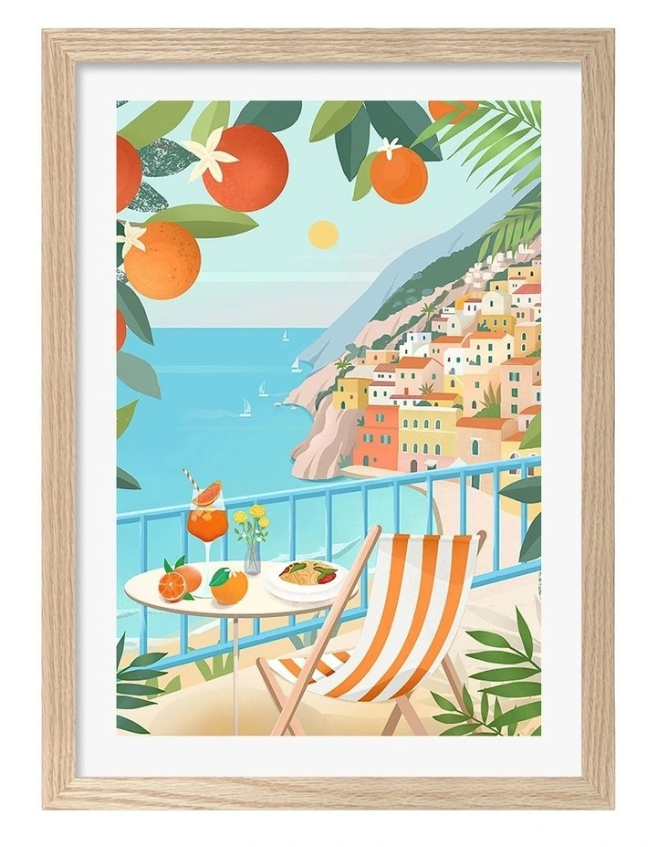 Australian Made Italian Summer Art Print in Natural Frame image 1