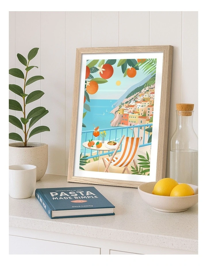 Australian Made Italian Summer Art Print in Natural Frame image 2