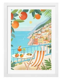 Australian Made Italian Summer Art Print in White Frame