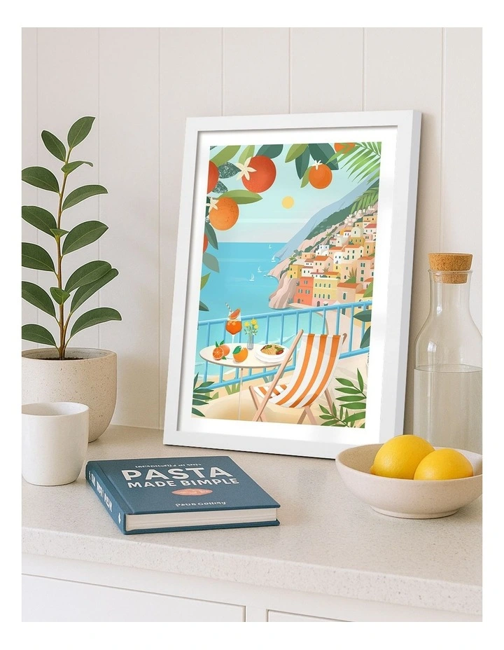 Australian Made Italian Summer Art Print in White Frame image 2