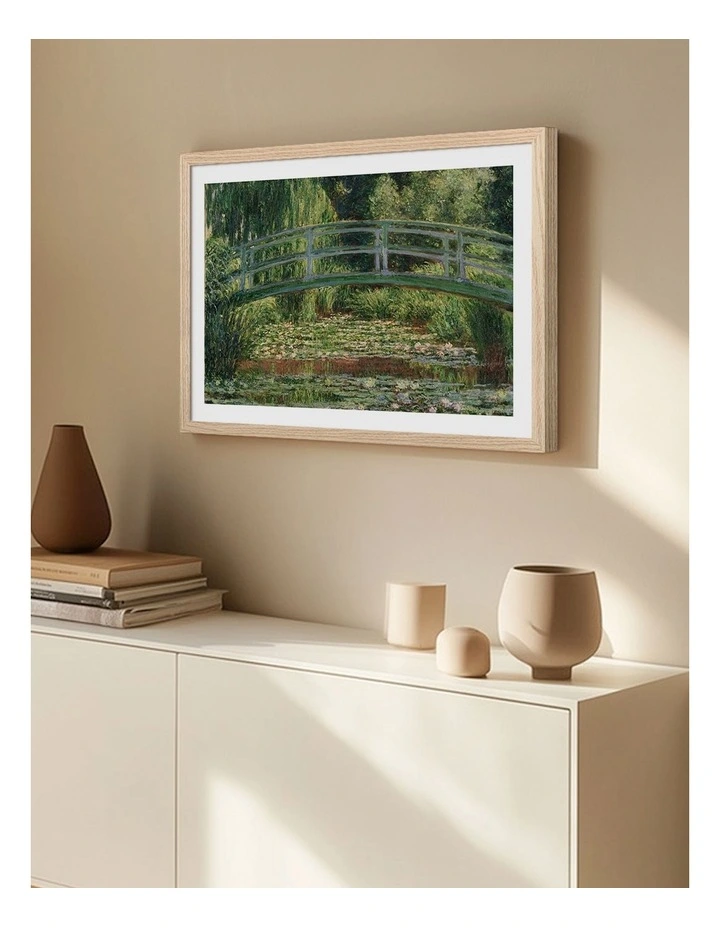Australian Made Japanese Footbridge Art Print Frame in Natural image 2