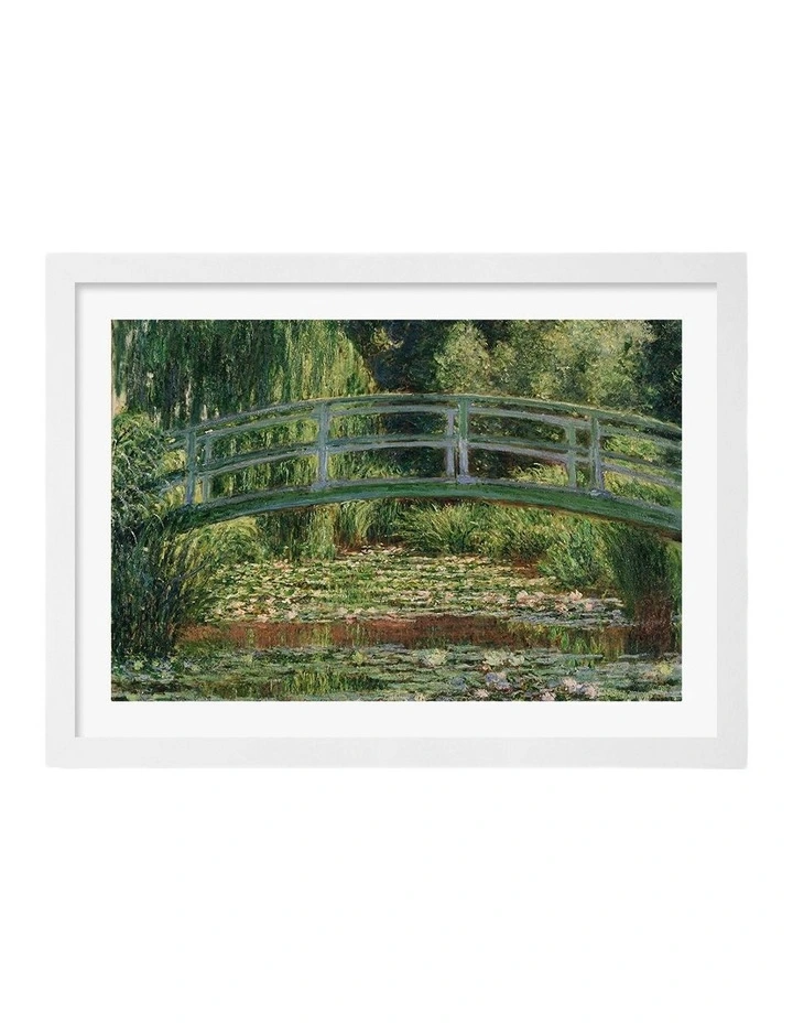 Australian Made Japanese Footbridge Art Print Frame in White image 1