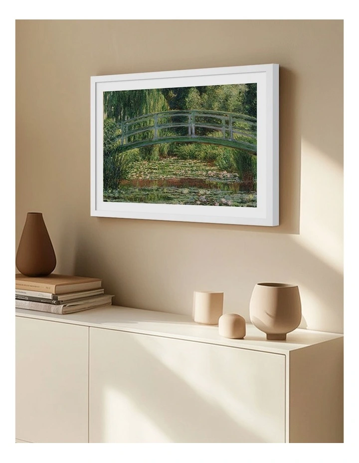 Australian Made Japanese Footbridge Art Print Frame in White image 2