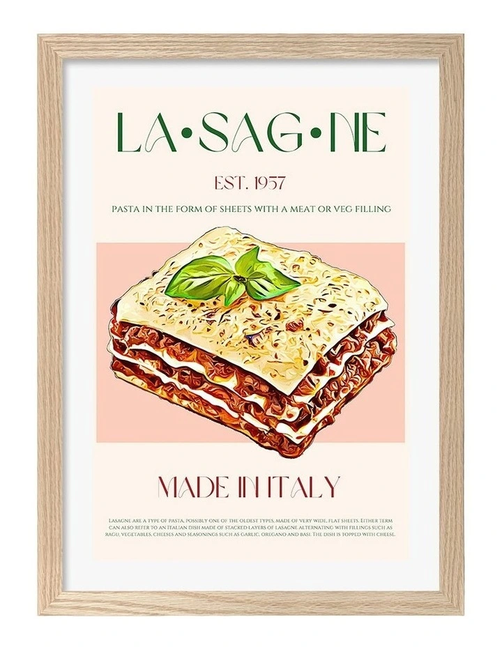 Australian Made Layers Of Lasagna Art Print Frame in Natural image 1