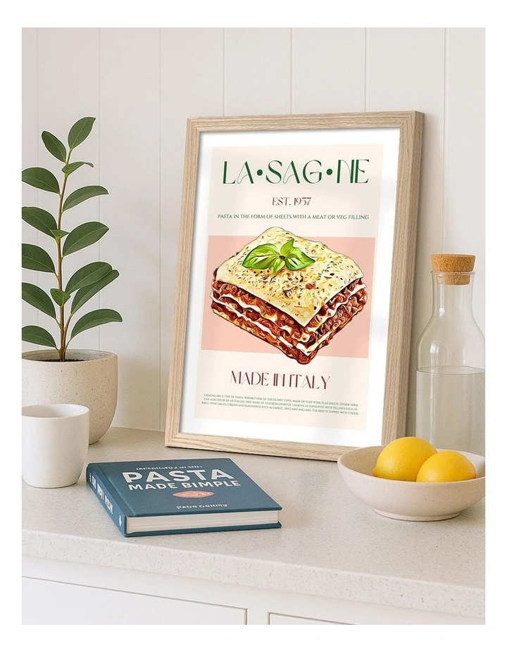 Australian Made Layers Of Lasagna Art Print Frame in Natural image 2
