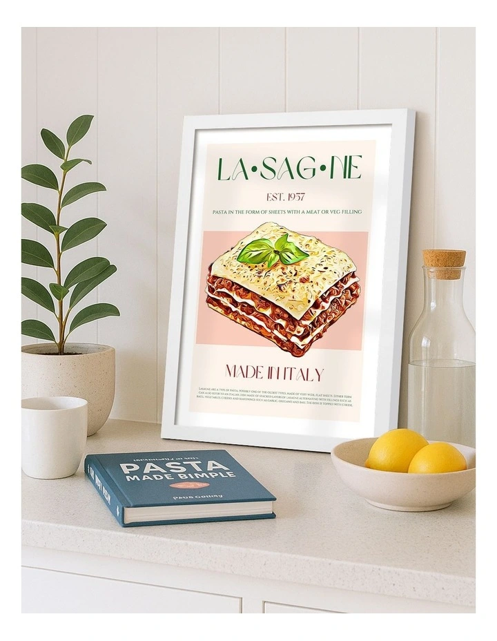 Australian Made Layers of Lasagna Art Print Frame in White image 2