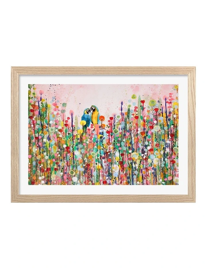 Australian Made Love Feathers Art Print Frame in Natural image 1