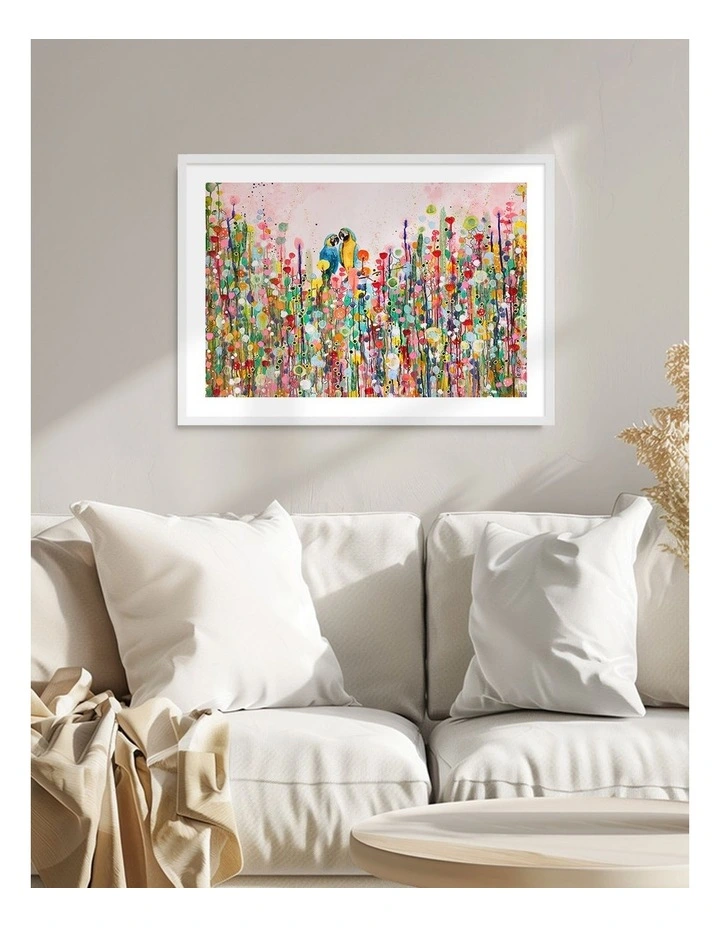 Australian Made Love Feathers Art Print Frame in White image 2