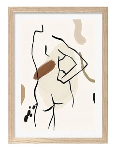 Australian Made Minimal Form Flow Art Print Frame in Natural