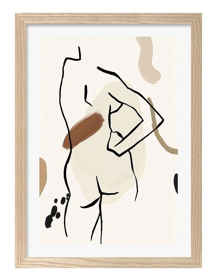 Australian Made Minimal Form Flow Art Print Frame in Natural image 1