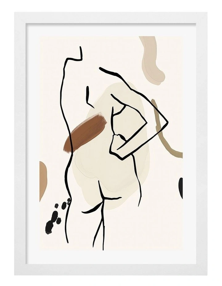 Australian Made Minimal Form Flow Art Print Frame in White image 1