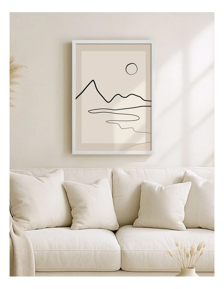 Australian Made Minimalist Horizon Art Print Frame in White image 2